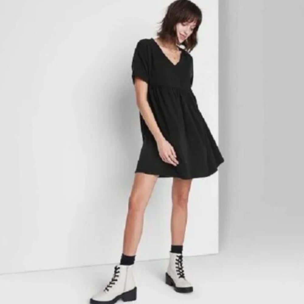 Wild Fable Black Babydoll Sweatshirt Dress Size S